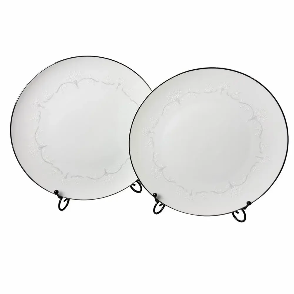 Vintage Noritake Japan Whitebrook White Flowers Set of 2 Plates